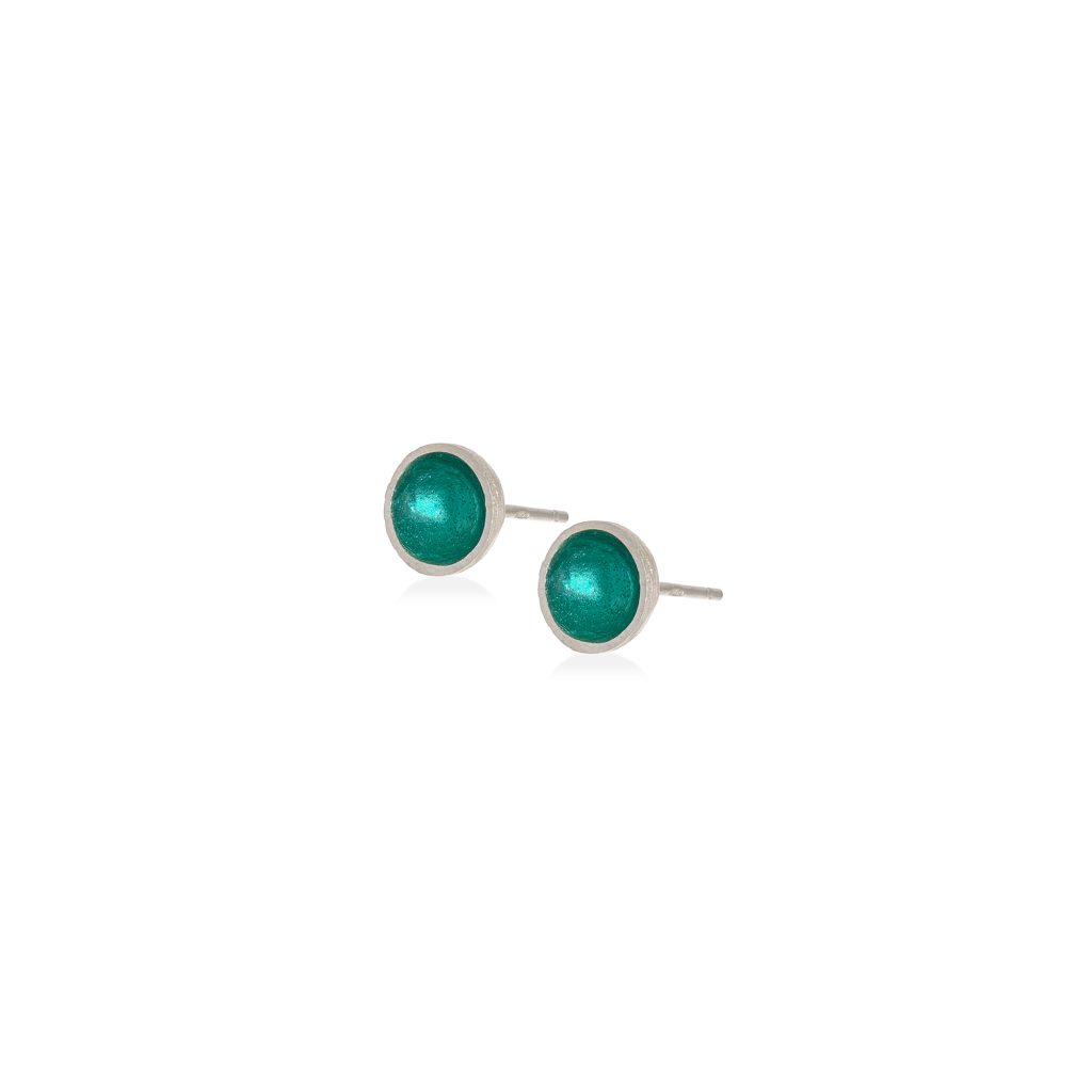 Silver earrings COTTON emerald 6 asimenia skoularikia cotton green 1 1