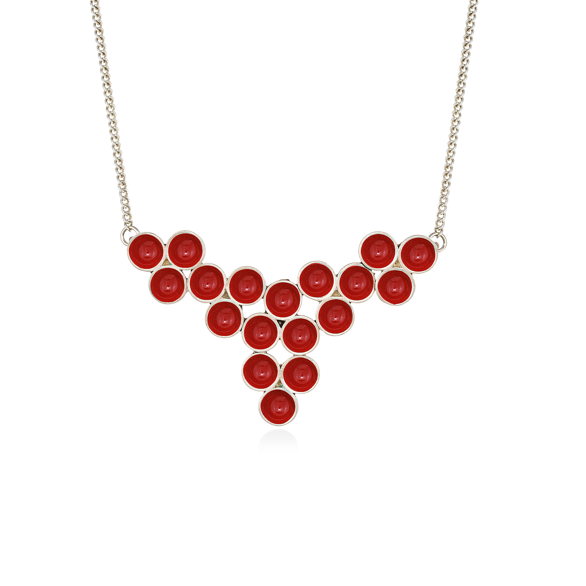 Silver necklace COTTON L red 1 Silver necklace COTTON L red