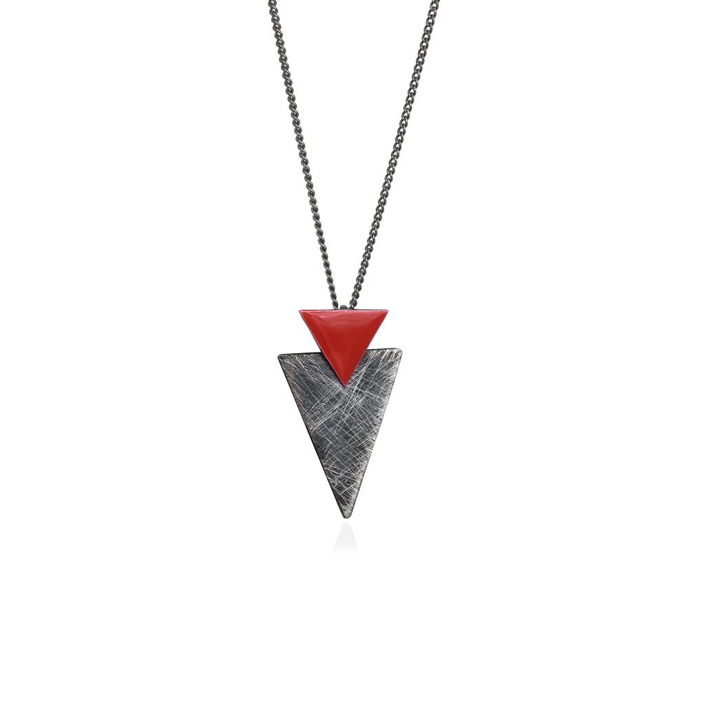 Silver necklace TROIS MONDAY red 12 asimenio kolie trois monday red 1
