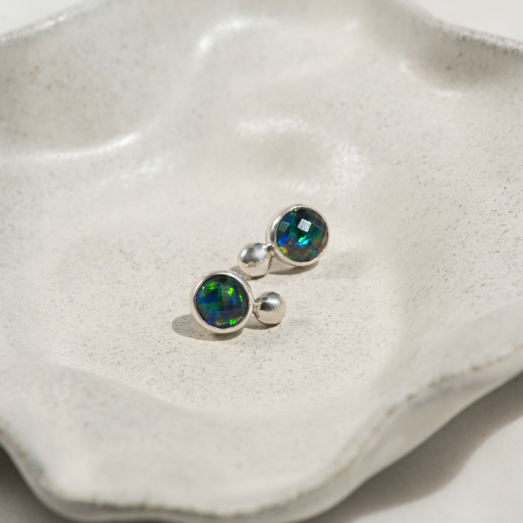 Silver earrings CLARA with black opal 3 Silver earrings CLARA with black opal - Image 3