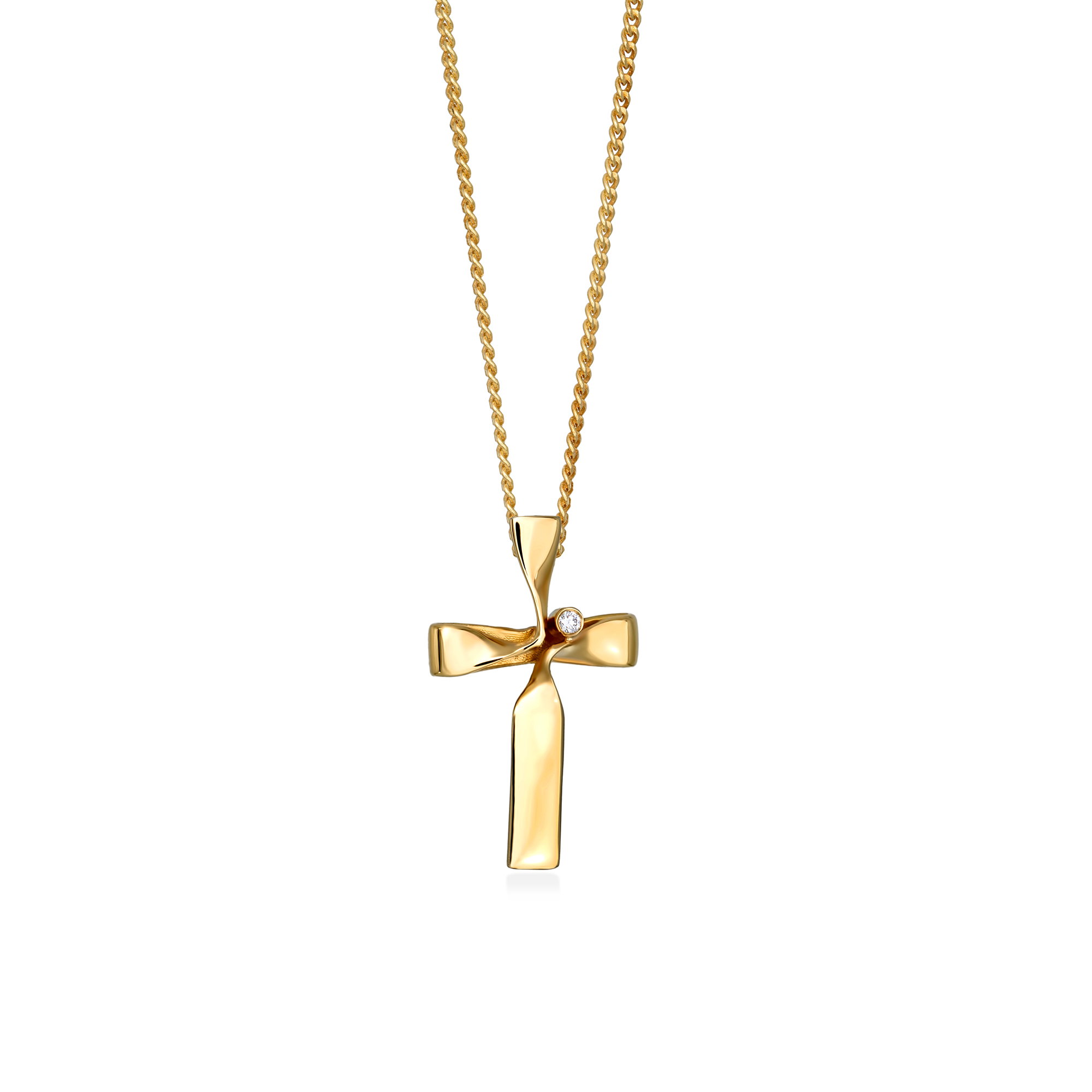 Χρυσός σταυρός 14K yellow RIBBON L με brilliant 1 Χρυσός σταυρός 14K yellow RIBBON L με brilliant